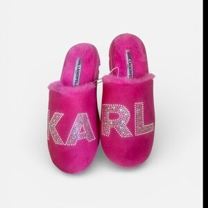 Karl Lagerfeld Fuchsia Slippers with Sparkling Accents